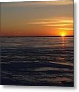 Sunset Over A Frozen Lake Erie - 3 Metal Print