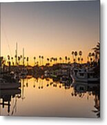Sunset Over Harbor In Ventura California Metal Print