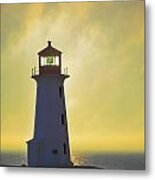 Sunset Over Peggys Cove Lighthouse Metal Print