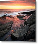 Sunset Over Rocky Coastline Metal Print