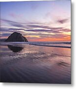 Sunset Reflections At Morro Bay Beach Rock Fine Art Photography Print Metal Print