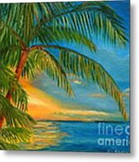 Sunset Reflections - Key West Sunset And Palm Trees Metal Print