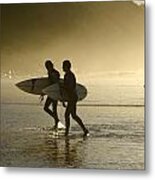 Sunset Surfers Biarritz Metal Print