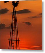 Sunset Windmill Metal Print