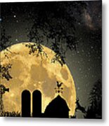 Super Moon Over The Farm Metal Print