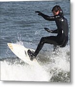 Surfer On White Water Metal Print