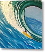 Surfing The Gigantic Wave Metal Print