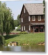 Swan Lake At A Farm Metal Print