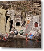 Swimmers At Old Stone Boat Sheds Metal Print