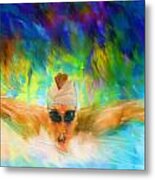 Swimming Fast Metal Print