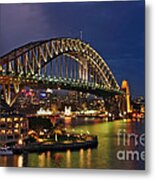 Sydney Harbour Bridge By Night Metal Print