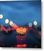 Taillight Bokeh Metal Print