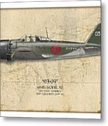 Takeo Tanimizu A6m Zero - Map Background Metal Print