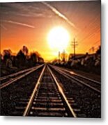 #talented_igers #sunrise #train #sky Metal Print