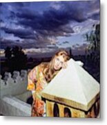 Talitha Getty Leaning On Lantern At Sunset Metal Print