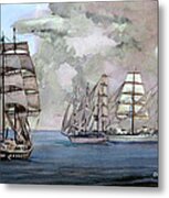 Tall Ships Off Newport Metal Print