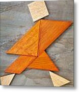 Tangram Running Figure Metal Print