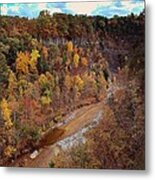 Taughannock River Canyon In Colorful Fall Ithaca New York V Metal Print