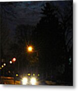 Taxi In Full Moon Metal Print