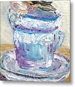 Bird And Tea Cups Metal Print