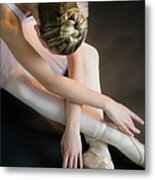 Teenage 16-17 Ballerina Bending Over Metal Print