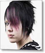 Teenage Girl (14-15) With Dyed Hair, Close-up, Portrait Metal Print
