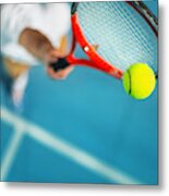 Tennis Game At Night. Metal Print