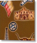 Texas Icons Poster By Sant'agata Metal Print
