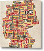 Text Map Of Germany Map Metal Print