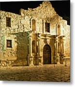 The Alamo  San Antonio Texas, In Golden Metal Print