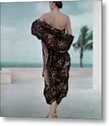 The Back Of A Woman Wearing A Brown Dress Metal Print