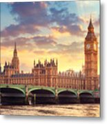 The Big Ben In London And The House Of Parliament Metal Print