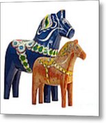 The Blue And Red Dala Horse Metal Print