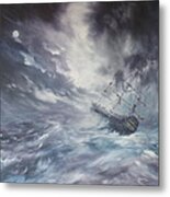 The Endeavour On Stormy Seas Metal Print
