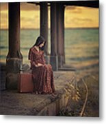 The Girl And The Seagull Metal Print