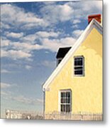 The Little Yellow House At The Seawall Metal Print