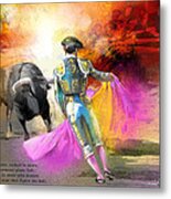 The Man Who Fights The Bull Metal Print