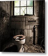 The Old Thinking Room - Abandoned Restroom And Toilet Metal Print