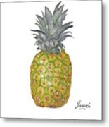 The Pineapple On White Metal Print