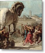 The Procession Of The Trojan Horse Into Troy Metal Print