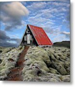 The Red Path To The Red Roof Metal Print