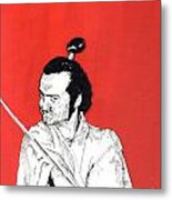 The Samurai On Red Metal Print