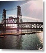 The Steel Bridge In Portland, Oregon Metal Print