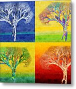 The Tree 4 Seasons - Painterly - Abstract - Fractal Art Metal Print