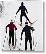 Three Cross Country Skiers. Metal Print