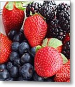 Three Fruit - Strawberries - Blueberries - Blackberries Metal Print