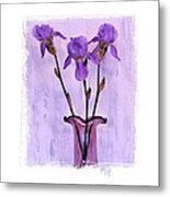 Three Purple Irises Metal Print