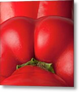 Three Red Bell Peppers Arranged In A Row Metal Print