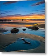 Tide Pool Reflections At Scripps Pier Metal Print