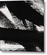 Timber 2- Horizontal Abstract Black And White Painting Metal Print